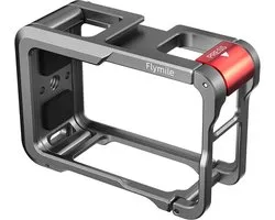 Convient pour DJI Action 5 Pro/Action 4 3, cadre de protection en alliage d'aluminium à dégagement rapide, doté d'une fente pour griffe froide et d'un trou de vis de 1/4 pouce. Peut être fixé à un trépied, une perche à selfie, un microphone, etc.