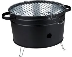 alpina Tafelbarbecue Houtskool - Compacte BBQ Grill - Houtskoolbarbecue Grillplaat 35 cm - Lichtgewicht Tafel BBQ Houtskool - Roestvrijstaal