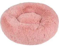 Huisdierentuin.nl Lit pour chien en peluche confortable en forme de beignet - Couleur rose - Taille S (50 cm) - Idéal pour la Détente et la sécurité des Chiens et des Chats - Design durable et antidérapante - Lavable