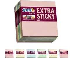 Stick'n Sticky Notes - Pack de 6 - 76 x 76 mm - Pastel - 90 notes autocollantes par bloc - Extra collant