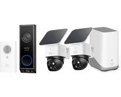 eufy Security S340 SoloCam 2-pack + Homebase 3 + E340 deurbel incl Gong- Bundelvoordeel