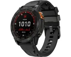 Strap-it Siliconen 'Race' bandje geschikt voor Garmin Fenix 9 (Pro) 51mm / Fenix 8 (Pro) 51mm / Garmin Fenix 7x (Pro - Sapphire Solar) / Fenix 6x (Pro - Sapphire) / Fenix 5x (Plus) / Fenix 3 / Epix Pro (Gen 2 - 51mm) / Enduro 1-2-3 - Zwart