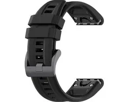 Siliconen bandje - geschikt voor Garmin Fenix 5 / 5 Plus / 6 / 6 Pro / 7 / 7 Pro / 8 (47 mm) / E (47 mm) / Epix (Pro) (2) 47 mm / Quatix 5 / 6 / 7 / 7 Pro / Approach S60 / S62 / S70 47 mm / MARQ / D2 Delta / D2 Mach 1 / Descent G1 - zwart