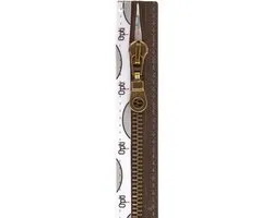 Opti Zipper, Marron, Divisible avec dents en cuivre, 55cm, par pièce.