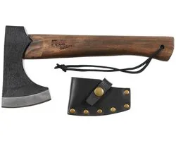 Fox outdoor Viking bijl compact met leren schede