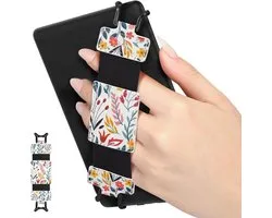 Soft Hand Strap voor 6-8" Kindle eReaders - Fire Tablet - Kobo - Voyager - Lenovo - Sony - E-Book Tablet - Zwart - Hoog Elastisch - Veelzijdige Handgreep - Lichtgewicht - Vinger Grip Houder - Bloemen