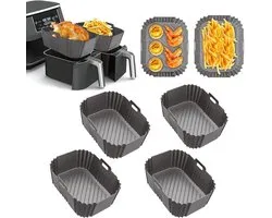 Pour Ninja Foodi Max Dual Zone Air Fryer Accessoires - Ensemble de 4 tapis de cuisson carrés en silicone - Compatible avec AF300EU, AF400EU et autres modèles Dual Zone - Grijs