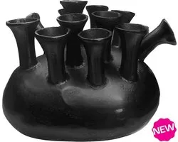 Tulpenvaas Assen 12 toeters | Toetervaas | Zwart | L50 x B45 x H35 cm