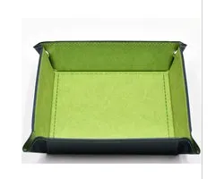 Joya Dice® Plateau à dés adapté pour jouer à Dungeons and Dragons | D&D DnD | Plateau à dés pliable 22 x 22 cm pour jeux | Plateau à dés en similicuir | Plateau de lancer de dés | Protège la table et le tapis de jeu | Noir Vert