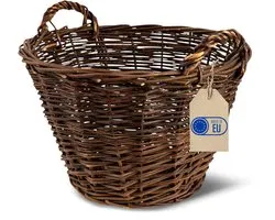 Creative Home Rieten mand met twee handvatten | Groot ø 40 cm | Perfect voor cadeaumand, haardmand, brandhoutmand, mand, gevlochten van riet voor woonkamer, badkamer, kinderkamer, universeel