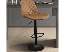 Barstoel Madrid Cognac – Rousseau – Verstelbare Zithoogte 59-80 cm – Draaibaar – PU Kunstleer