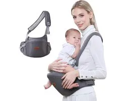 Porte-bébé ergonomique, porte-bébé Sunveno, siège de hanche pour bébé avec sangle réglable et sac, tabouret de hanche pour bébé, porte-bébé avant pratique pour bébé de 0 à 20 kg (gris (bretelles))