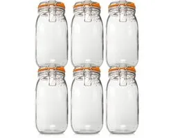 Le Parfait 2000ml Weckpotten Set XXL (6x 2000ml) | OP=OP Voordeelset van 6 stuks | Premium kwaliteit | Robuust en Voedselveilig | Ideaal als voorraadpot, inmaakpot of conserveerpot | Made in France
