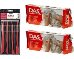 DAS Boetseerklei - 2x 1 KG - incl. boetseergereedschap - wit - boetseer klei