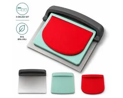 Ensemble coupe-pâte et racloir à pâte AXIMO – 3 pièces – Acier inoxydable et sans BPA – Pour pain, pizza et pâtisserie – Coupe-pâte – Racloir à pâte