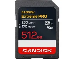 SanDisk SDXC Extreme PRO 512GB (UHS-I, V30, U3, R250 MB/s / W170MB/s, 4K UHD)