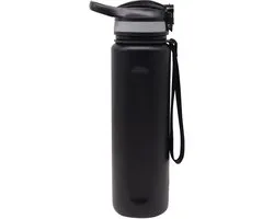 Bouteille thermos Motivai® Cold Sip - Zwart - 1 litre - Bouteille d'eau de motivation - Isolante - Bouteille de motivation avec paille - Sans BPA - Reste froide très longtemps - Tasse thermos - Bouteille d'eau
