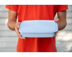 Michelino broodtrommel - lunchbox met 3 compartimenten - blauw