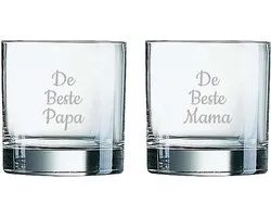 Gegraveerde Whiskeyglas 38cl De Beste Mama-De Beste Papa