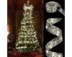 String lumineuse décorative pour sapin de Noël Daity, 10 m, 100 LED , fil de cuivre, nœuds, pour fêtes, mariages, fêtes, Noël, intérieur (Argent)