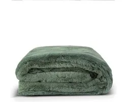 Lunetta Rabbit Fur Plaid Florence - 130x170cm - Teddy Deken - Plaids - Fluffy Deken - Groen - Zachte Deken 130x170