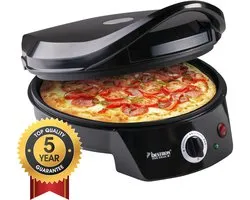 Bestron Four à pizza électrique, Four à pizza jusqu'à 230°C, chauffage haut/bas pour pizza faite maison ou surgelée, tarte flambée, quiche ou wraps jusqu'à Ø 27cm, 1 800 Watts, Couleur: noir