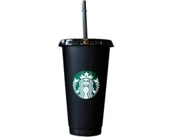 Starbucks Beker - Zwarte Drinkbeker - Matte Black - Met Rietje en Deksel - Herbruikbaar- ijskoffie beker - Milkshake beker - Tumbler - Cup - Limited Edition 2025