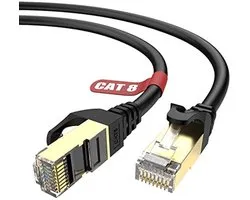 Lovicool Cat 8 Ethernet-kabel, 2 m, 40 Gbps/2000 MHz, high-speed ronde RJ45 LAN-netwerkkabel, SFTP-afgeschermde internetkabel, internet-patchkabel voor switch, router, modem, patch-paneel, pc