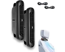 Auto ventilator-autoventilator 12 volt- auto aircooler-auto ventilator cooling-autoventilator-USB-auto achterbankventilator - Draagbare autohoofdsteunventilator met 3 snelheden voor voor- en achterbank - 17x7,5 cm-zwart-2 artikelen