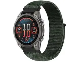Strap-it Premium Nylon bandje geschikt voor Garmin Fenix 9 (Pro) 47mm - Fenix 8 (Pro-E-47mm) - Fenix 7 (Solar-Pro) - 6 (Solar-Pro) - Fenix 5 (Plus) / Forerunner 970 - 965 - 955 - 945 - 935 - 745 / Quatix 8 - 7 - 6 - 5 / Epix Gen 2 - Pro 47mm - Groen