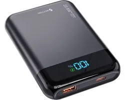 Siltcon® Ultra Compacte Powerbank 10000 mAh - 22.5W Snellader – USB-C / A - LED Indicatie - Noodpakket – Universeel voor Telefoons, Tablets & Meer– 2 Poorten - Zwart