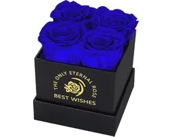 Eternal Rose Gift with 4 Blue Infinity Preserved Flowers - Perfect for Valentine's Day, Mother's Day, and Birthdays
