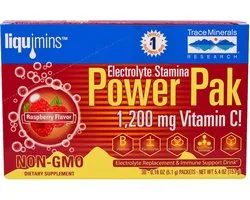 Liquimins, Power Pak, Electrolyte Stamina, Raspberry (30 Packets, 5.1 g Each) - Trace Minerals Research