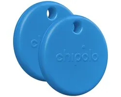 Chipolo POP - Bluetooth Tracker & KeyFinder - Werkt met Apple Find My & Android Find My Device - Tracker Apple iPhone & Android - 120 dB - Blauw - 2 Pack