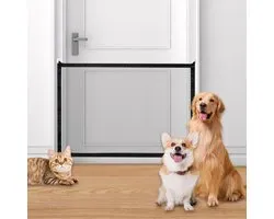 Sealing Grille for Dogs, Stair Gate, No Drilling, Extendable, Door Protection Grate, No Drilling, 110 x 70 cm, with 4 Adhesive Hooks, Suitable for Indoor and Outdoor Use