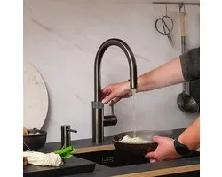Quooker Flex round gun metal met Combi plus reservoir