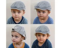 @ Lu’s Today® – Basic Kids Essentials – Kinder Pet – Baker Boy Baret – Denim – 1–3 Jaar – Unisex – “Boston 1630” Detail