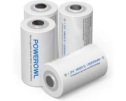 Set van 4 Oplaadbare D Batterijen 10000mAh 1.2V Ni-MH (Type D) - 1200 Herlaadbare Cycli