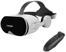 VR-headset, 3D-virtualrealitybril voor smartphones van 4,7 tot 6,5 inch, instelbare focus en pupilafstand , universele VR-bril met zwart afstandsbediening voor 3D-films, games en 360°-video's, compatibel met iOS en Android (wit)