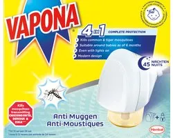 Vapona Anti Muggenstekker - Tegen Muggen en Tijgermuggen - Effectieve Bescherming - Duurzaam - Insectenbestrijding - 45 Nachten