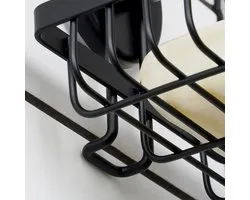 Bathroom Solutions Badkamer doucherek zeepbak - zwart - metaal - zuignappen - 13,5 x 11,5 x 11,5 cm