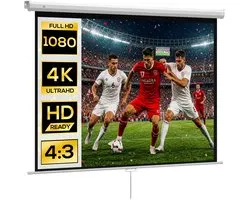 HOMCOM projectiescherm - kunststof - 181x8x138cm - wit