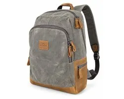 Blue Rocks® Trail - Rugzak - Backpack - Leer - Canvas - Green - Army - Groen - Rits - Zipper - Laptop - Retro - Vintage