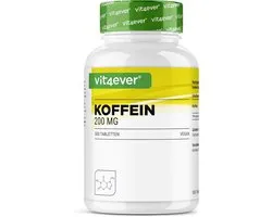 Cafeïne Pillen | 200 mg | 500 Caffeine tabletten | Laboratoriumgetest (gehalte aan werkzame stoffen + zuiverheid) | Zónder ongewenste toevoegingen | Hóge dosering | Veganistisch | Premium kwaliteit | Vit4ever