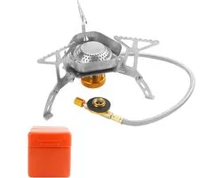 Allecto Plus - Réchaud à gaz camping 3500 W avec allumage piézo et protection contre le vent - Réchaud à gaz camping léger pour 1 à 2 personnes - Ustensiles de cuisine camping pour pique-nique randonnée en outdoor .