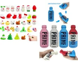 Happy Trendz® Squishy Pakket - 10x Kerst Mochi Squishies + 2x Prime Squishy in Willekeurige Kleuren | Super Zacht Traagschuim, Anti-Stress | Kijk en Geniet