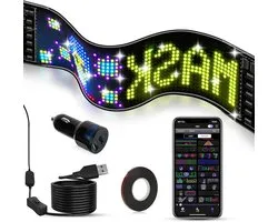 Allecto Premium - LED schrijfbord 37 x 9 cm met Bluetooth App - Personaliseerbare LED autoteken voor winkel, bar, hotel