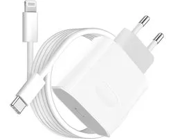 Iphone lader 20W Originele Super Snellader - Geschikt voor iPhone en iPad - Inclusief 1 Meter Oplaadkabel - Compatibel met 14/13/12/11/Xr/Xs/Xs Max/8/8 Plus/Pro - Compacte USB-C Oplader