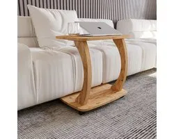 Sugodesign Arasta Table d'appoint à roulettes – Table d'ordinateur portable pour canapé – Petite table de salon – Table basse au look noyer élégant