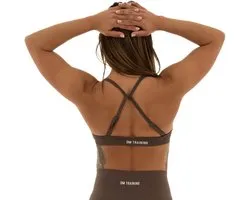 Dames sportbeha medium support – verstelbare bandjes met rugdetail – ademend & sneldrogend – sport bh geschikt voor yoga en fitness – DM Training Pulse Bra (bruin)